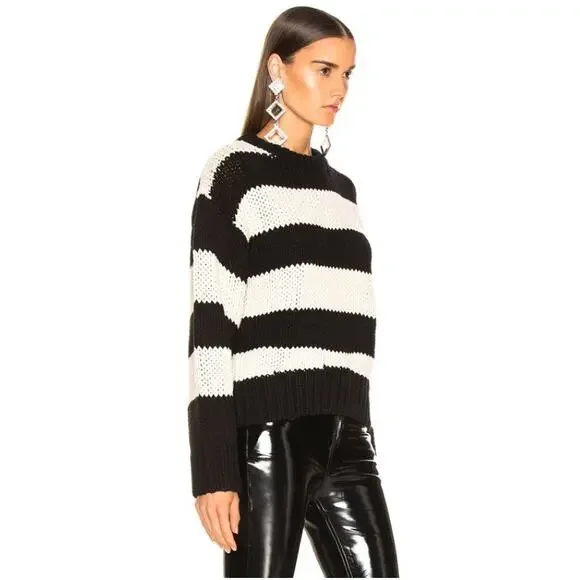 RtA S Griffith black & white striped chunky knit sweater